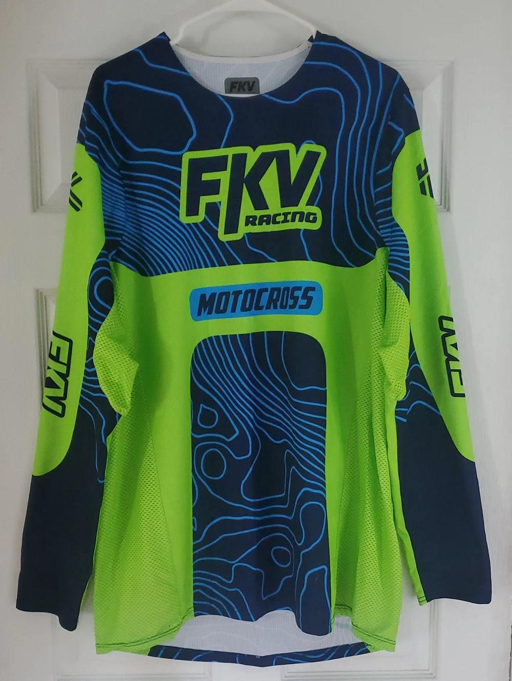 FKV Racing Motocross Jersey in Neon Green & Navy Blue - Picture 1 of 11
